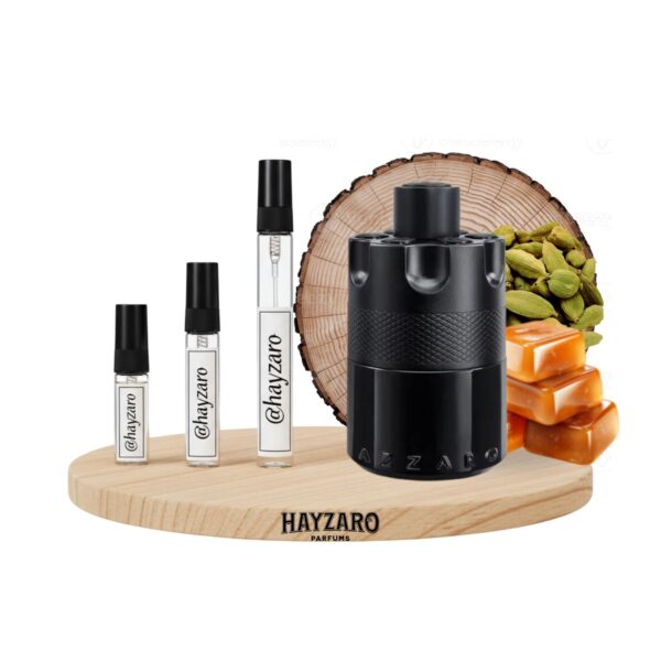 Decant de perfume Azzaro The Most Wanted Eau de Parfum Intense en atomizador. Fragancia masculina ambarada especiada con notas de toffee (caramelo), cardamomo y Amberwood.