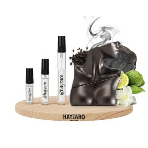 Decant de perfume Eilish No. 2 en atomizador de muestra. Fragancia unisex amaderada oscura con notas de palo santo, bergamota, papiro y ébano.