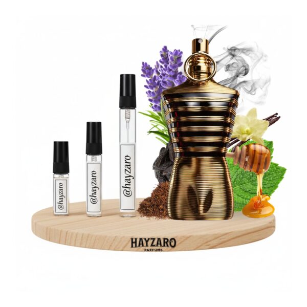 Decant de perfume Jean Paul Gaultier Le Male Elixir Parfum en atomizador. Fragancia Gourmand Ambarada con notas de miel, tabaco, lavanda y vainilla. Perfume de diseñador.