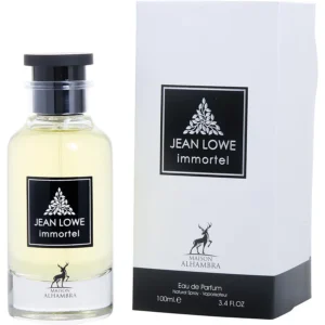 Perfume Maison Alhambra Jean Lowe Immortel Edp 100ml frasco blanco diseño minimalista fragancia cítrica aromática masculina con jengibre toronja y ambroxan.