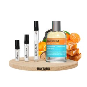 Decant de perfume Emper Stallion 53 Mandora Eau de Parfum en atomizador. Fragancia masculina cítrica especiada con notas de mandarina, azafrán, caramelo y cedro.