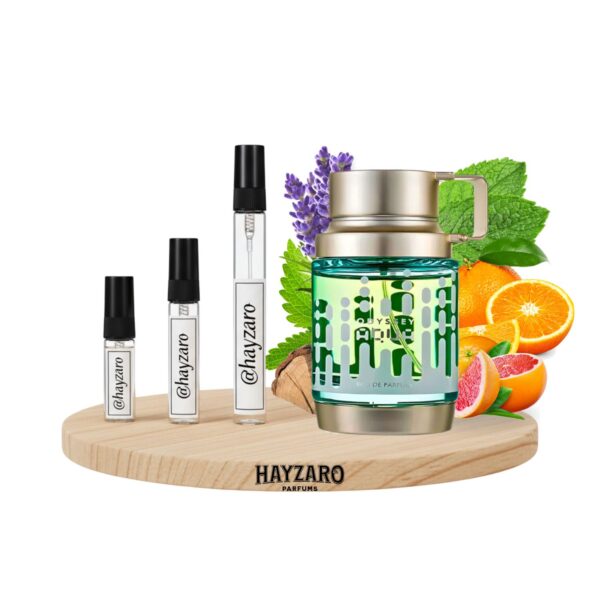 Decant de perfume Armaf Odyssey Aqua Edition Eau de Parfum en atomizador. Fragancia masculina fresca, cítrica y herbal con notas de toronja, menta y ciprés.