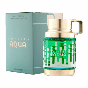 Perfume Armaf Odyssey Aqua Edition 100ml. Frasco cilíndrico de color azul vibrante con tapa plateada. Envase de la línea Odyssey.