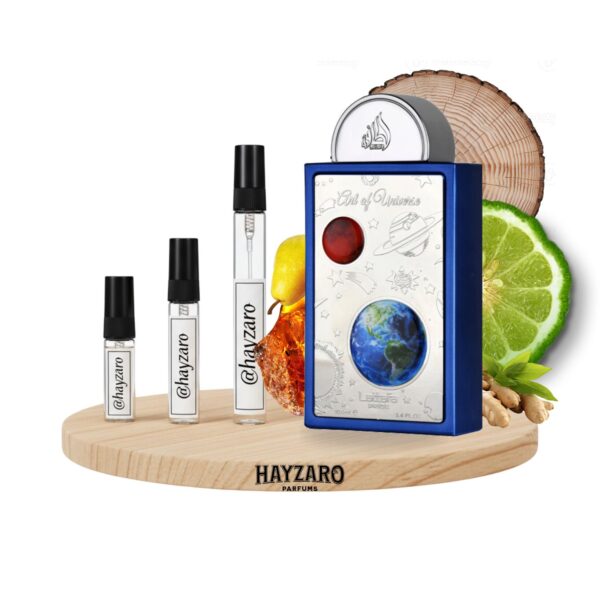 Decant de Lattafa Pride Art of Universe. Atomizador de perfume de 10 ml. Muestra de fragancia árabe amaderada, ámbar y especiada, unisex.