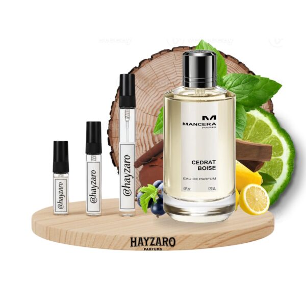 Decant de Mancera Cedrat Boise. Atomizador de perfume de 10 ml. Muestra de fragancia nicho cítrica, amaderada y afrutada, unisex.