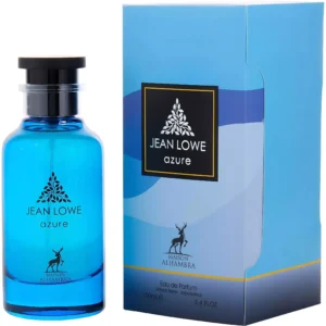 Perfume Jean Lowe Azure de Maison Alhambra 100 ml. Fragancia masculina fresca con jengibre, toronja y ambroxan. Botella cilíndrica elegante.