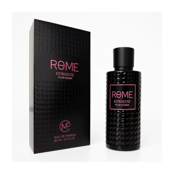 Perfume Rome Extradose Eau de Parfum 100 ml. Fragancia Ambarina, Vainilla y Amaderada, inspirada en Valentino Born in Roma. Botella negra o ámbar.