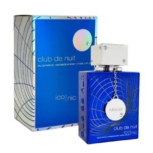 Perfume Armaf Club de Nuit Iconic Eau de Parfum 105 ml. Fragancia azul, fresca y cítrica para hombre. Botella azul metálico con detalles plateados.